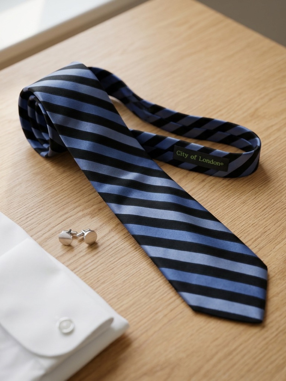 City of London Blue and Black Diagonal Stripe Tie